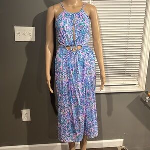 Colorful Paisley Maxi Dress style Lilly Pulitzer Resortwear 100% Pima Cotton